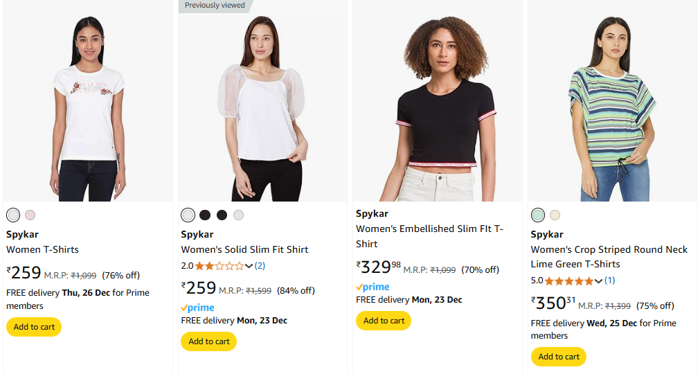 Image of Spykar Women's Shirt Starts @ ₹259