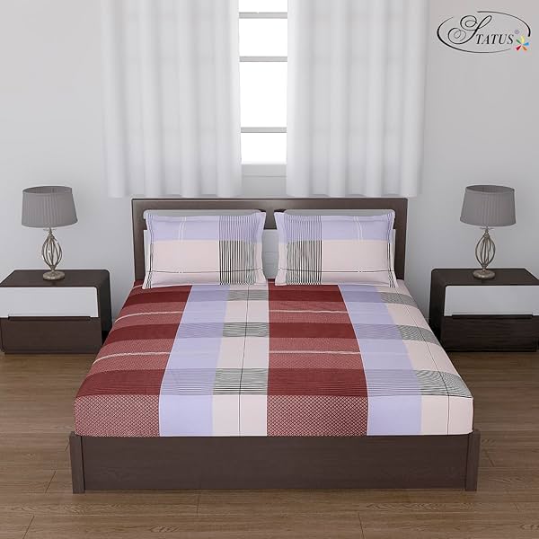 Image of Status Contract -2024 Cotton Rich Double Bedsheet with 2 Pillow Covers