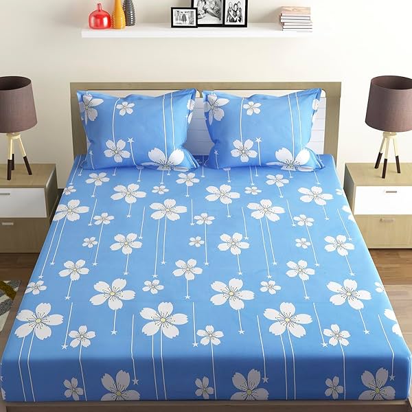 Image of Status Contract 2025 Cotton Rich Double Bedsheet with 2 Pillow Covers