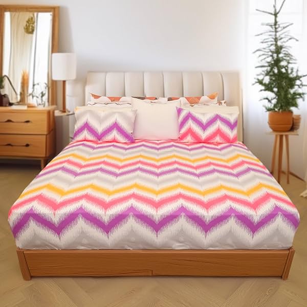 Image of Status Contract Cotton Rich Double Bedsheet (Pink Red)