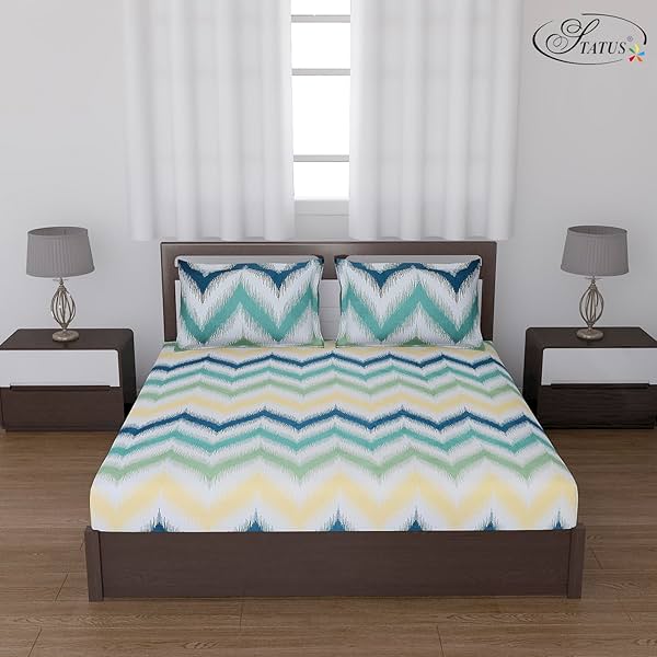 Image of Status Contract Cotton Rich Double Bedsheet with 2 Pillow Covers