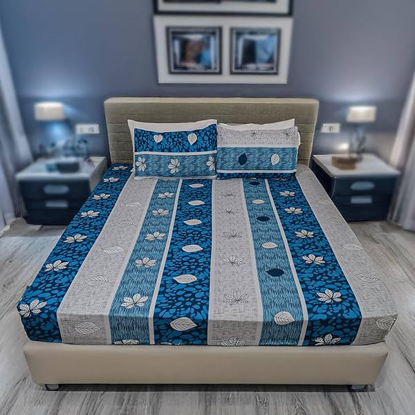 Image of Status Contract Cotton Rich Double Bedsheet with 2 Pillow Covers 