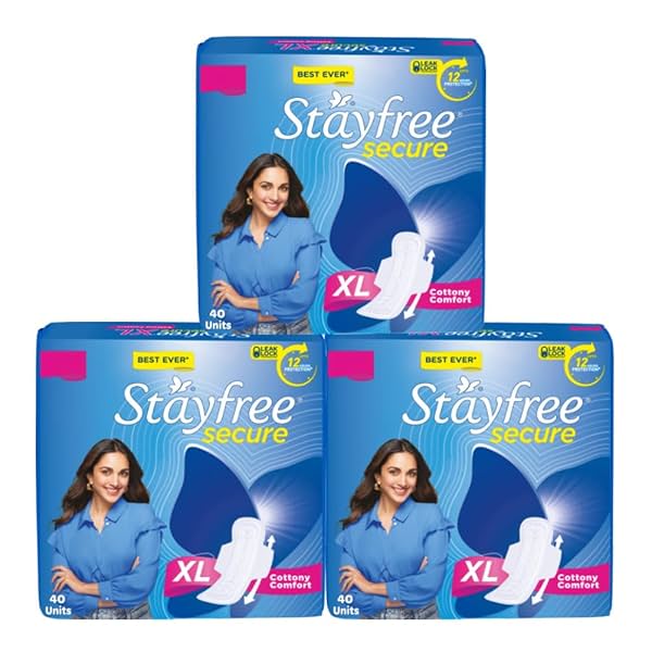 Image of Stayfree Secure xl | Combo packs 120 Pads | Cottony Soft Sanitary Pads for Women