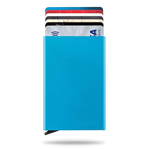 Image of Stealodeal Blue Aluminium RFID Blocking Card Holder