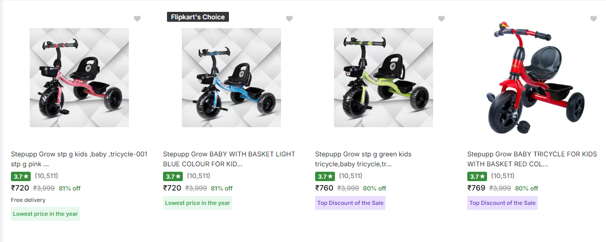 Image of Stepupp Grow Tricycles Up to 81% discount starting at ₹720