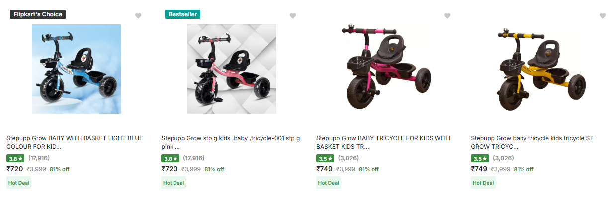 Image of Stepupp Grow green kids baby tricycle Starting at ₹720