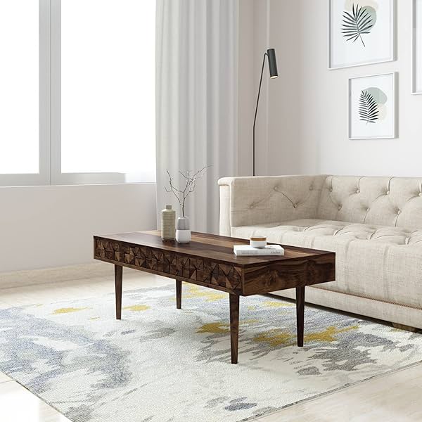 Image of Stone & Beam Diara Solid Sheesham Wood Coffee Table (Walnut Finish)