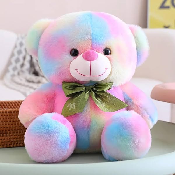 Image of Storio Toy Cute Rainbow Colored Huggable Teddy Bear | 30 cm | Plushie Soft Toys for Kids