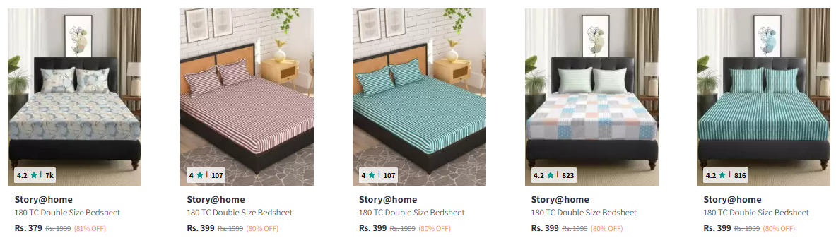 Image of Story At Home Bedsheets minimum 80% Discount