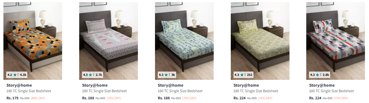 Image of Story@home Bedsheet starting @ ₹179