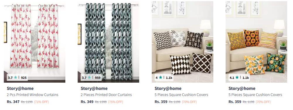 Image of Story@home Home Furnishing (Bedsheets, curtains, Blankets & more) MIn 70%