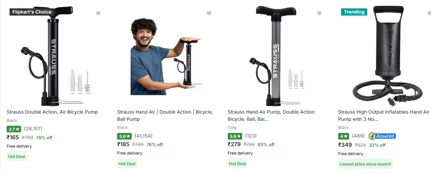 Image of Strauss Double Action, Air Bicycle Pump Starting at ₹165 @ #Flipkart 