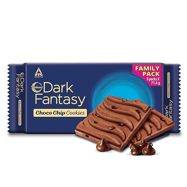 Image of Sunfeast Dark Fantasy Choco Chip, Crunchy Chocolate Cookies Loaded with Choco Chips, 357.5g