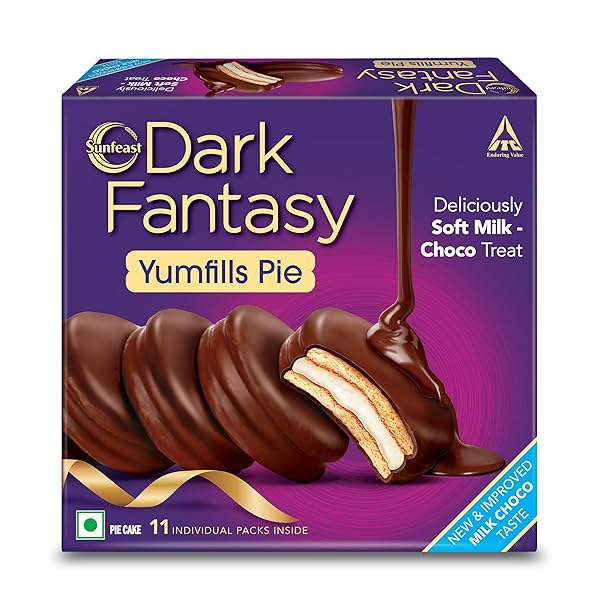 Image of Sunfeast Dark Fantasy Yumfills, 242g/253g, Rich Chocolate Pie Cake