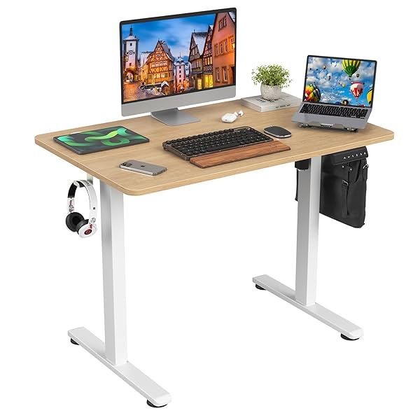 Image of Sunon Electric Standing Desk Adjustable Height Sit Stand Home Office Desk.