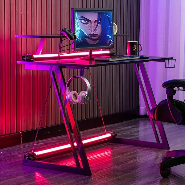 Image of Sunon Gaming Table with Cup Holder and Headphone Hook (47 Inch)