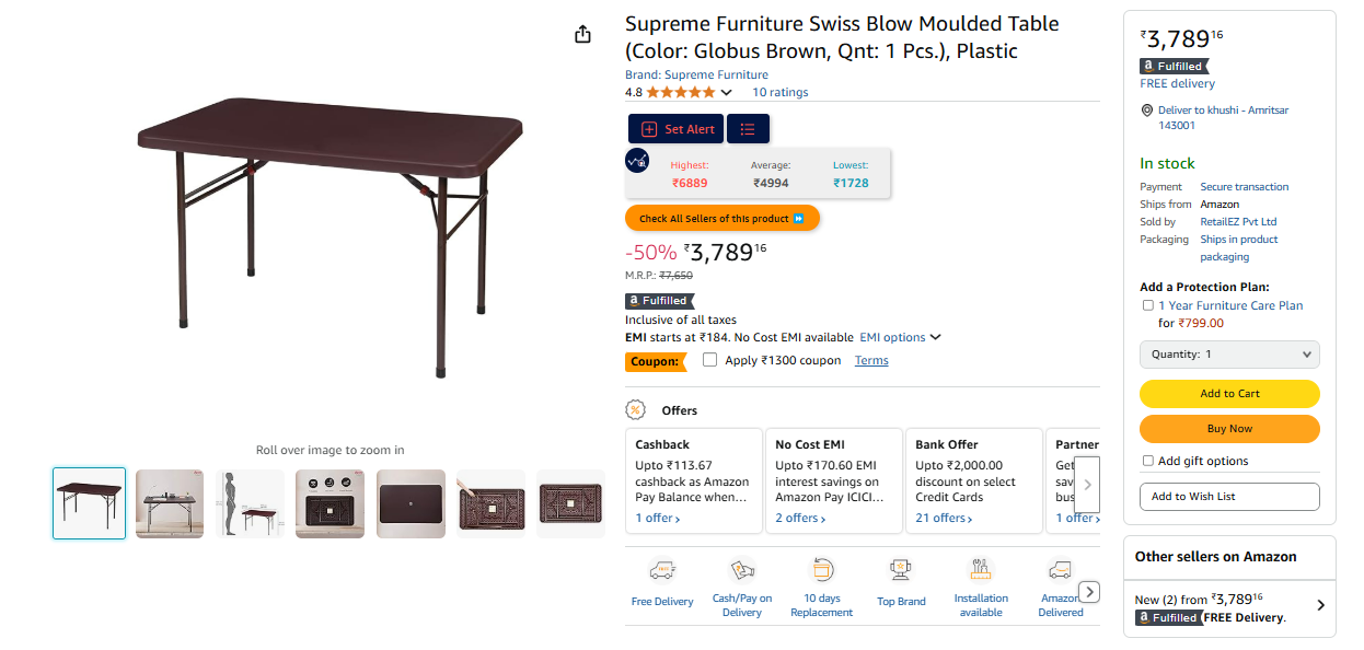 Image of Supreme Furniture Swiss Blow Moulded Table