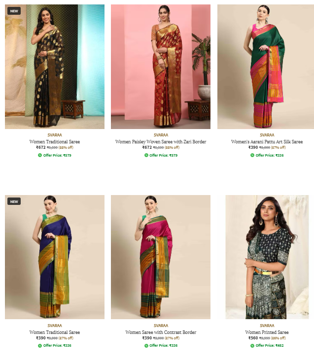 Image of Svaraa Sarees | For Wome Up-to 88% Discount