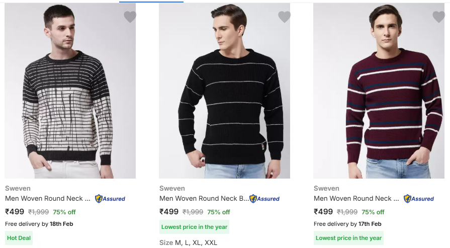 Image of Sweven Men Woven Round Neck Sweater Starting Price @₹499