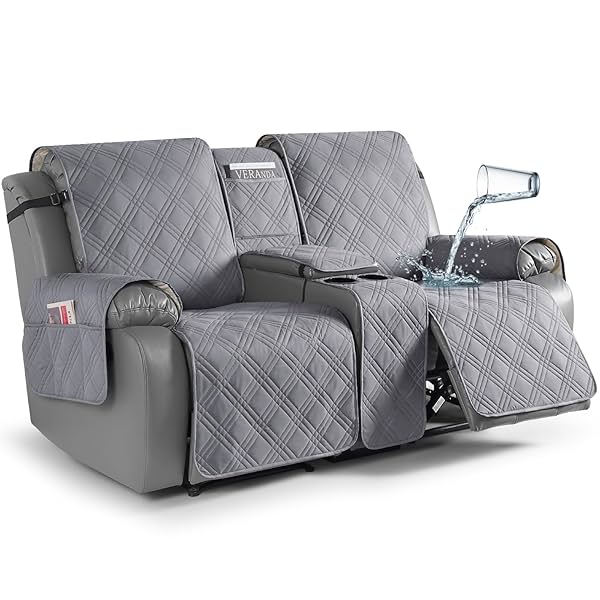 Image of TAOCOCO Loveseat Recliner Cover with Center Console, 100% Waterproof Pet Cover