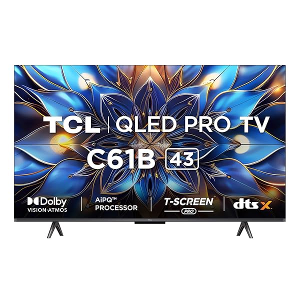 Image of TCL 108 cm (43 inches) 4K Ultra HD Smart QLED Google TV 43C61B (Black)