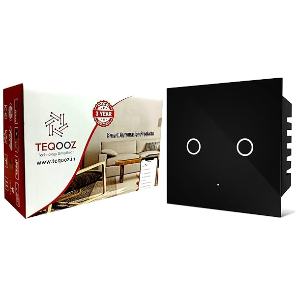 Image of TEQOOZ® 15Amp 2-Switch Smart Wi-Fi + Bluetooth Touch Switch