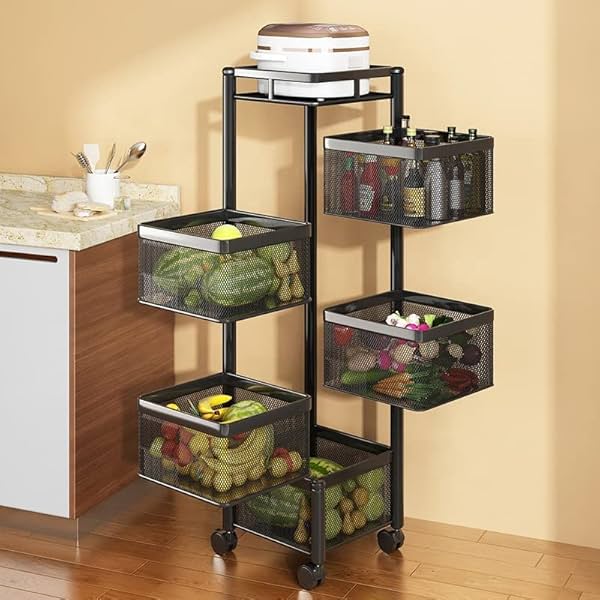 Image of TEX-RO Kitchen Trolley with Wheels 5 Layers