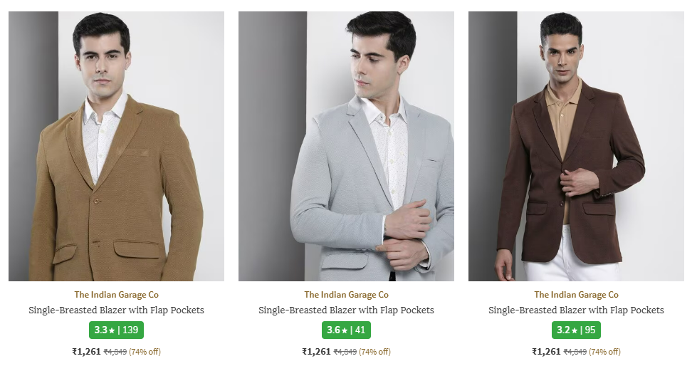 Image of THE INDIAN GARAGE CO Single-Breasted Blazer Starting At @₹962