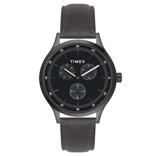 Image of TIMEX Leather Analog Black Dial Men's Watch