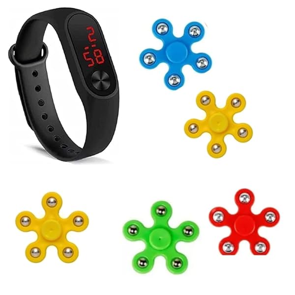 Image of TOYSFAST Combo 5 Spinner Toys + 1 LED Watch