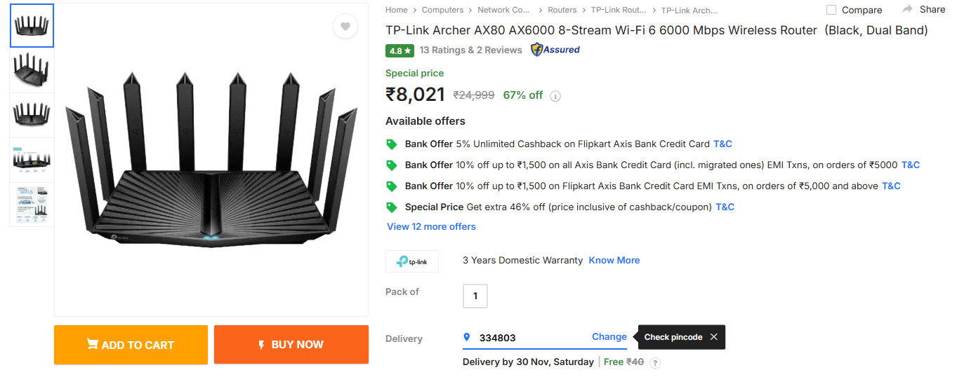 Image of TP-Link Archer AX80 AX6000 8-Stream Wi-Fi 