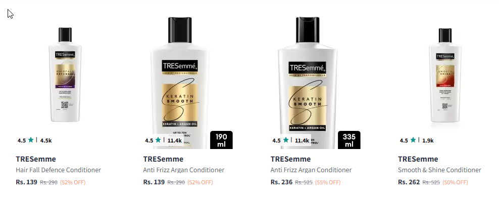 Image of TRESemme Hair Fall Defence Conditioner with Keratin for Hair Fall Control Starting At @₹139