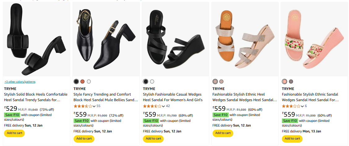 Image of TRYME Womens Heels minimum 73% Discount