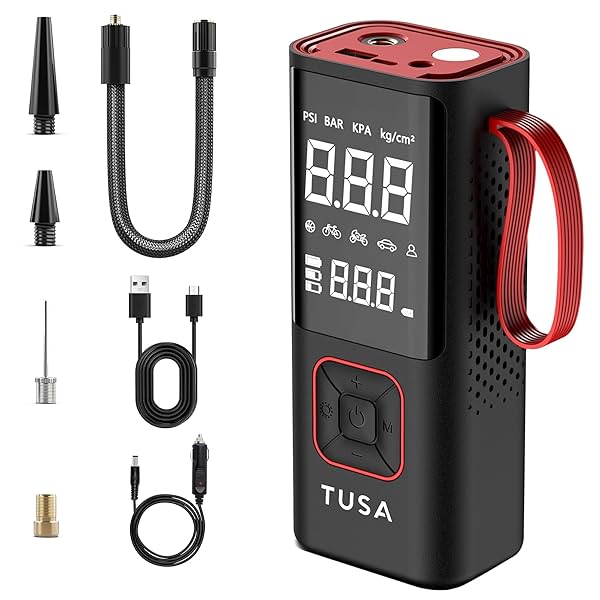 Image of TUSA Cordless Tyre Inflator - Dual Mode Battery & 12V Car Port