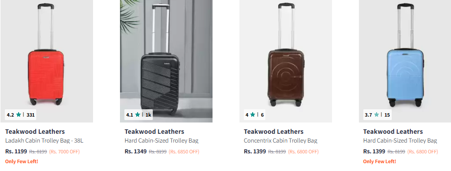 Image of Teakwood Leathers Cabin Size Trolly Bag Starting @ ₹1199