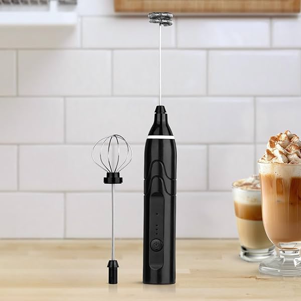 Image of The Earth Store 3 Speed USB Rechargeable Milk Frother with Whisk & Blender Mixer