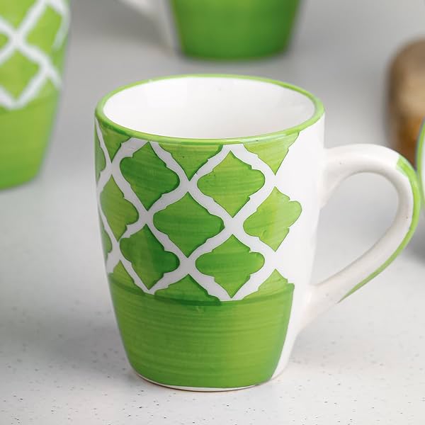 Image of The Earth Store Green Moroccan Ceramic Coffee Mug Set of 1