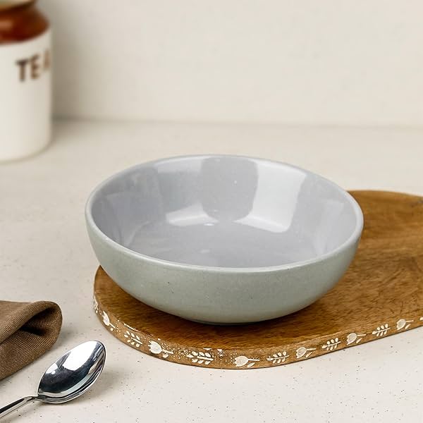 Image of The Earth Store Grey Ceramic Serving Bowl Set of 1, 600 ML