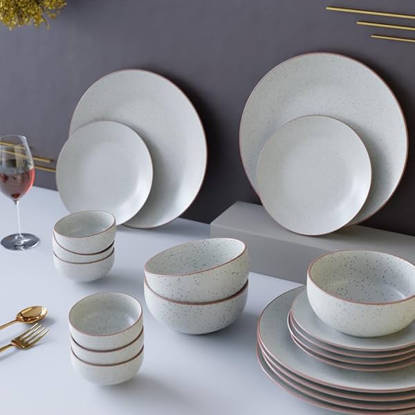 Image of The Earth Store Handcrafted Ceramic Dinner Set, 21 pieces serving 6.