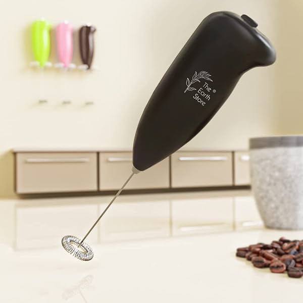 Image of The Earth Store Swifther Handheld Coffee Frother Electric Milk Frother for Lattes Shakes Mini Foamer for Cappuccino