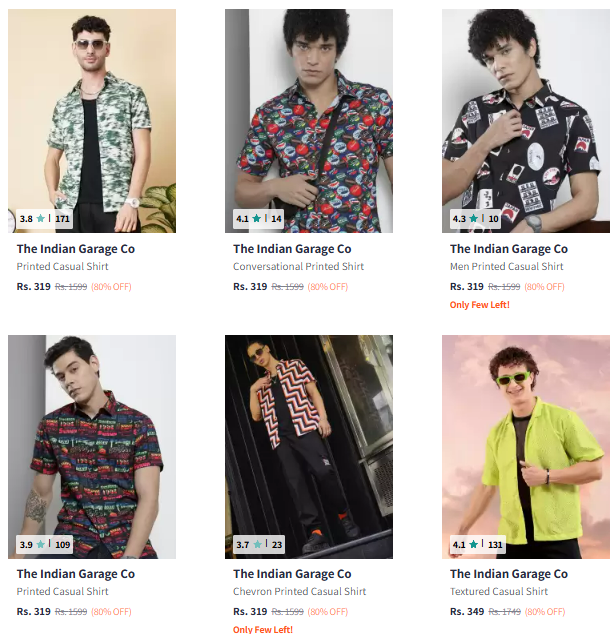 Image of The Indian Garage Co. Brand Casual Shirts for Men's @ Flat 80% Discount