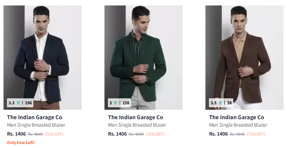 Image of The Indian Garage Co. Brand Men's Blazer @ Flat ₹1406