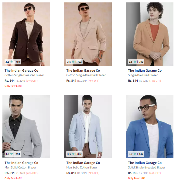 Image of The Indian Garage Co Brand Men's Blazer @ Minimum 70% Discount