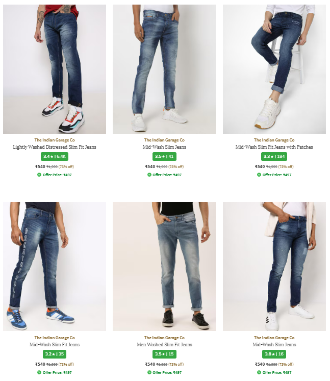 Image of The Indian Garage Co Brand Men's Jeans @ Flat 73% Discount