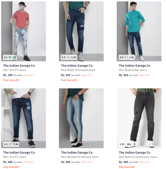 Image of The Indian Garage Co Brand Men's Jeans @ Flat 80% Discount