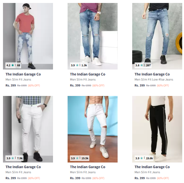 Image of The Indian Garage Co. Brand Men's Jeans @ Up to 80% Discount