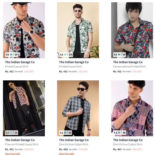 Image of The Indian Garage Co. Brand Men's Shirts @ Minimum 70% Discount