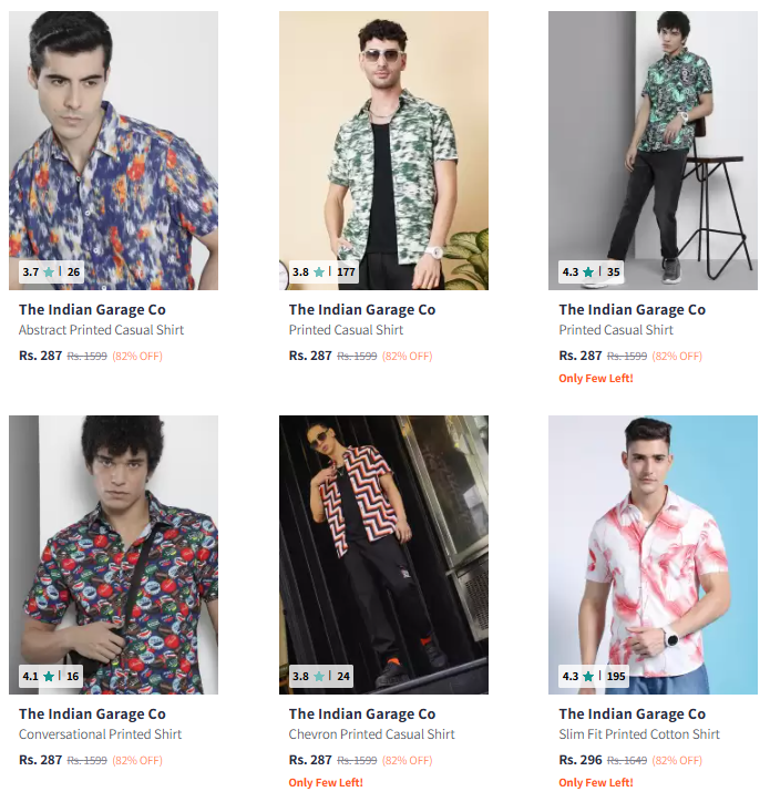 Image of The Indian Garage Co. Brand Men's Shirts @ Minimum 80% Discount