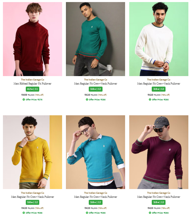 Image of The Indian Garage Co Brand Men's Sweaters & Cardigans @ Flat 79% Discount