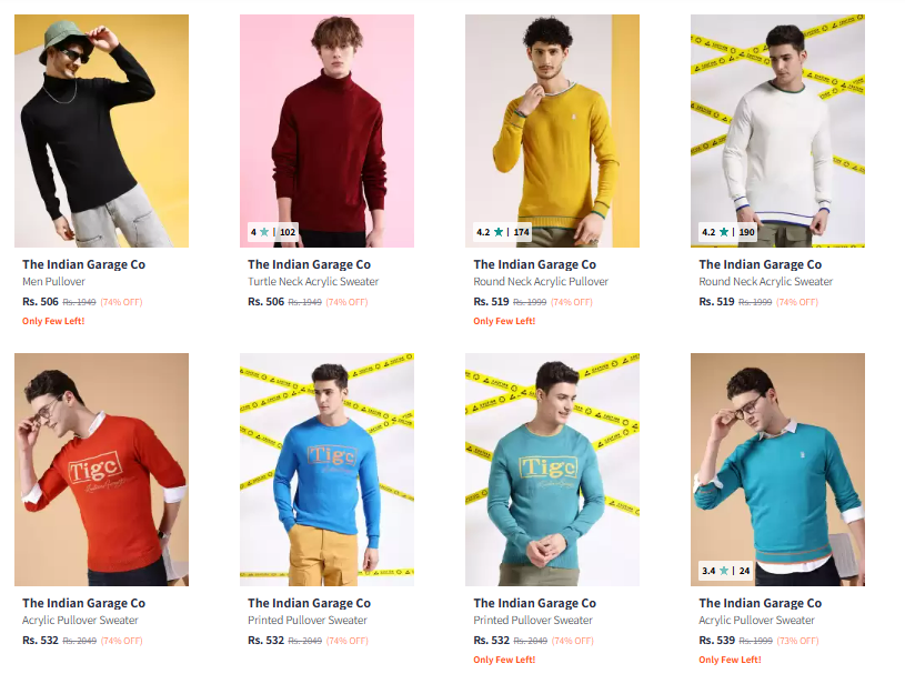 Image of The Indian Garage Co Clothing Men's Sweaters Minimum 70% Discount